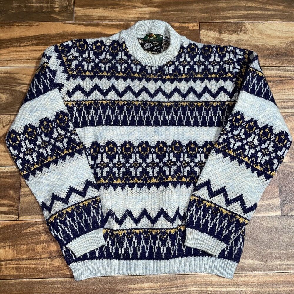 Vintage Alps Sportswear Ski Knit Wool Pattern Sweater Women's Size Large